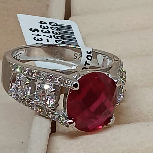 Jewelry - Crystal Ruby Sterling Silver Ring   [NWTs $131.99] For Animal Rescues